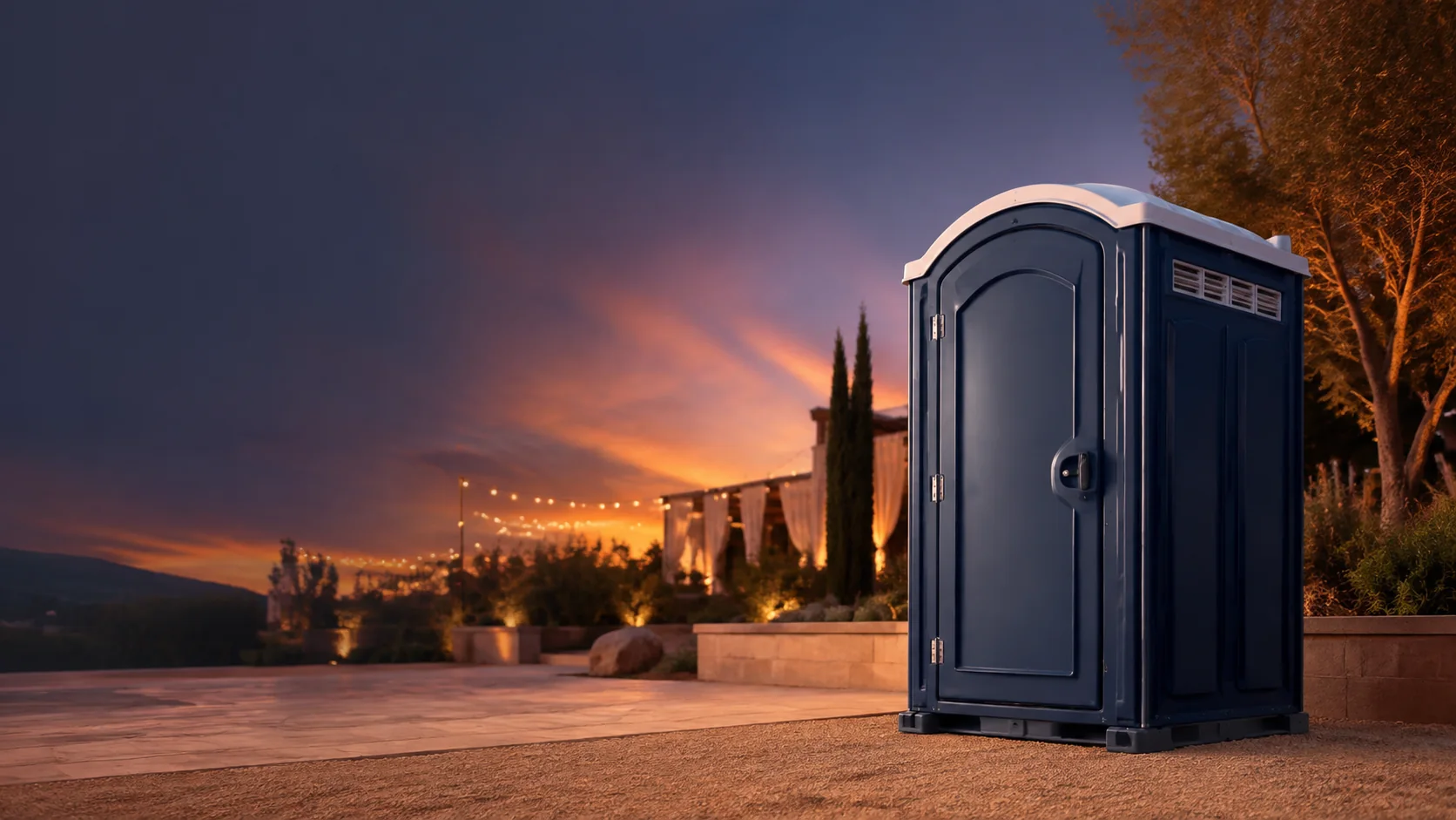 Portable restroom shown for rental planning in Rock Hill, SC